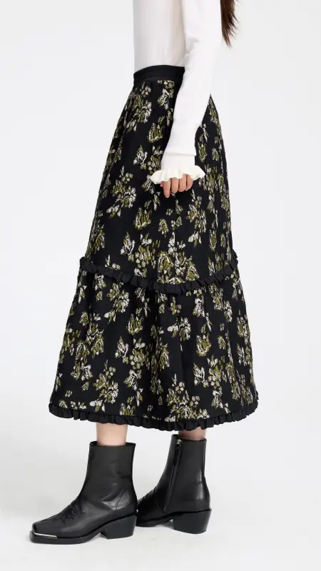 Floral Jacquard Midi Skirt online